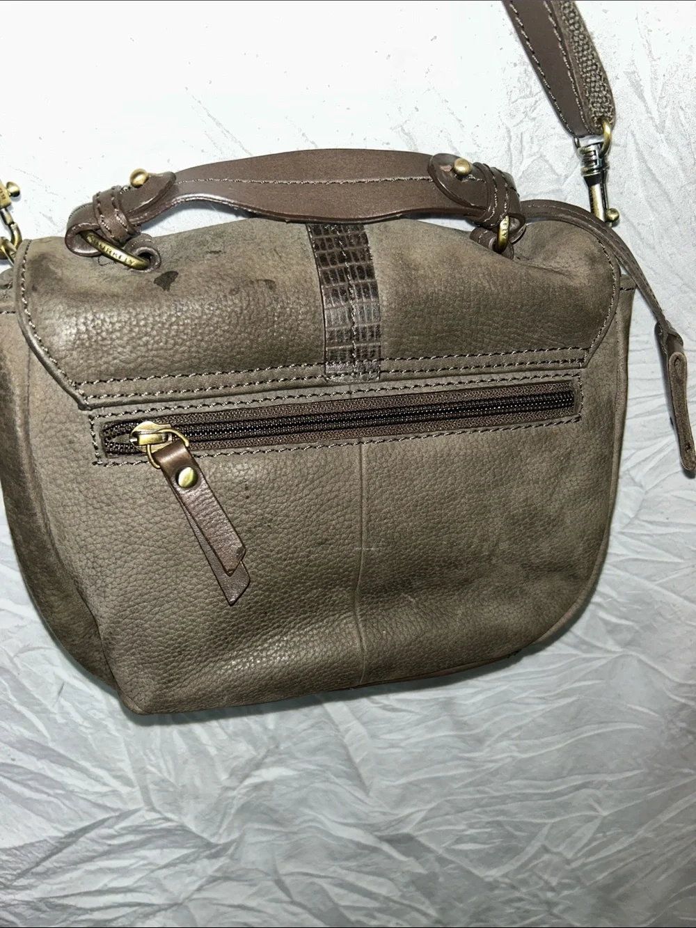 Burkely   “ Soul Sam “ Citybag Suede Crossbody Bag with Brass Accents